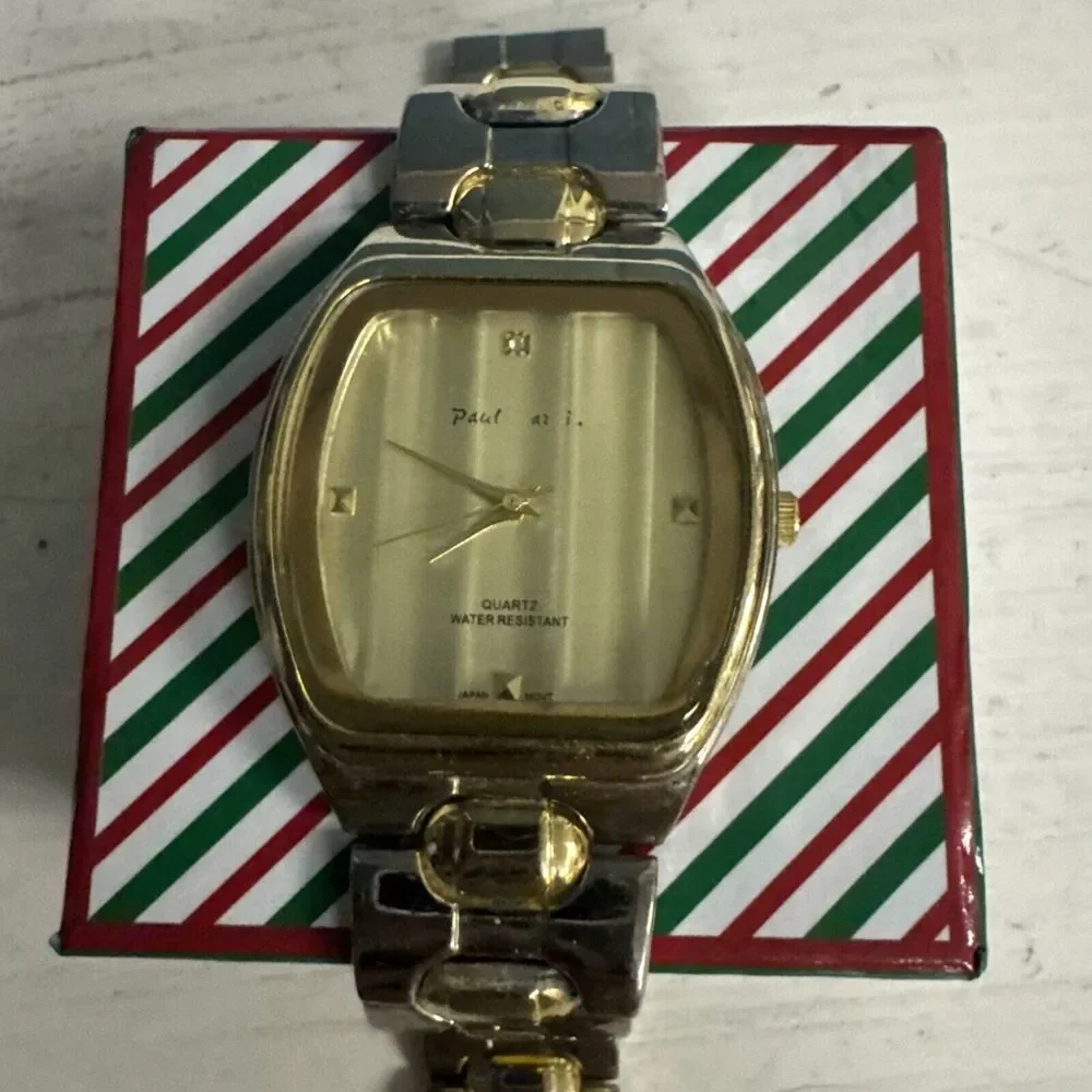 Paul Jardin Men's Silver‎ Toned Link Band Analog Watch Water Resistant *read